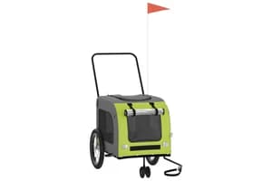 Vidaxl 93857 Pet Bike Trailer Green And Grey Oxford Fabric And Iron