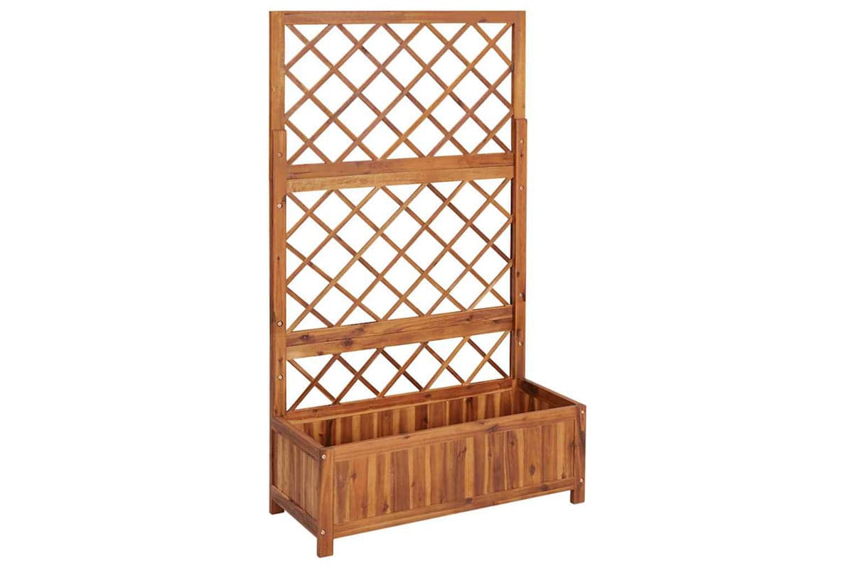 vidaXL 316542 Raised Bed With Trellis 85x38x150cm Solid Acacia Wood