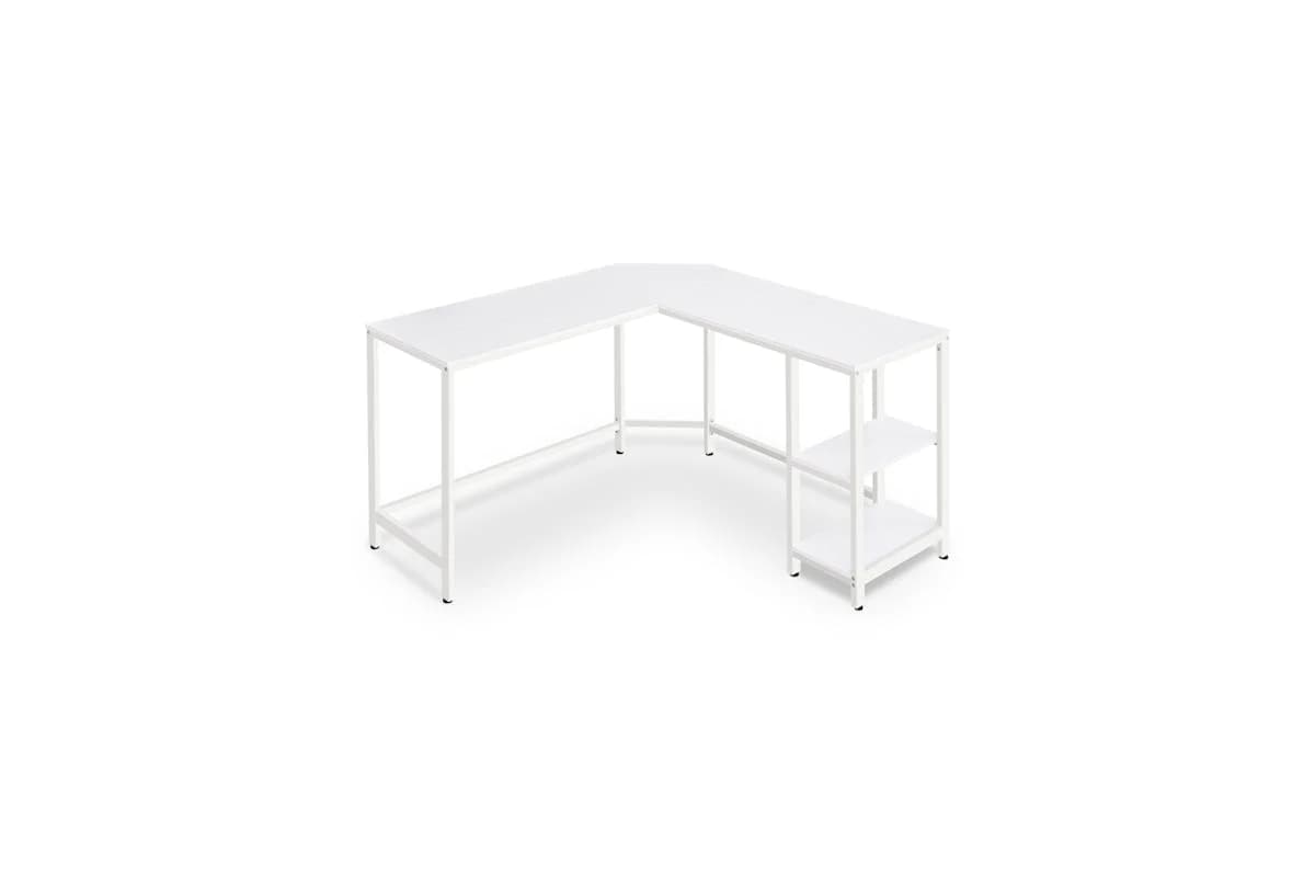 Vasagle L-shaped Computer Desk with 2 Storage Shelves | Maple White
