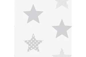 Noordwand 425342 Kids At Home Wallpaper Superstar Silver And White