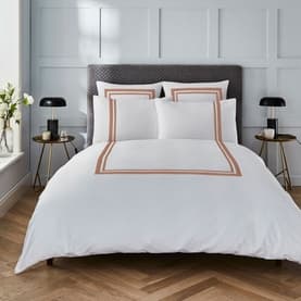400 Thread Count Wide Narrow Stripe Duvet set White on Mocha