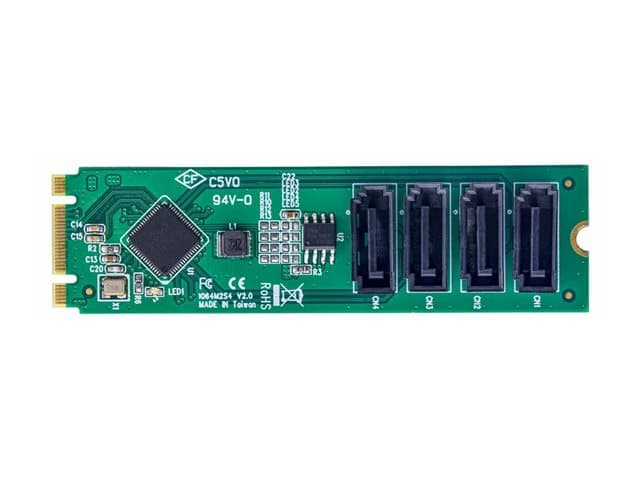 STARTECH.COM - Startech 4-Port M.2 to SATA Adapter Card, M.2 PCIe 3.0 to SATA HDD/SSD Expansion Card, ASM1064 Chipset, M.2 NVMe to 4x HDD/SSD for Windows/macOS/Linux - interface adapter - SATA - M.2 Card