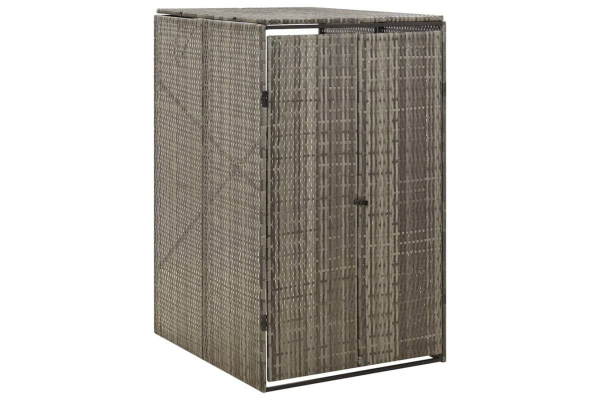 vidaXL 319864 Single Wheelie Bin Shed Grey 70x80x117cm Poly Rattan