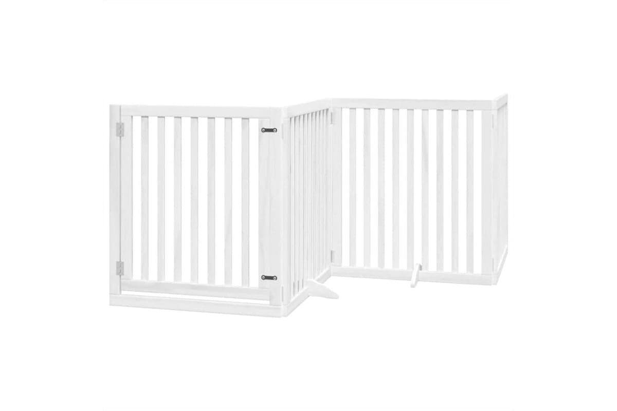 Vidaxl Dog Gate With Door Foldable 4 Panels White 320 Cm Poplar Wood