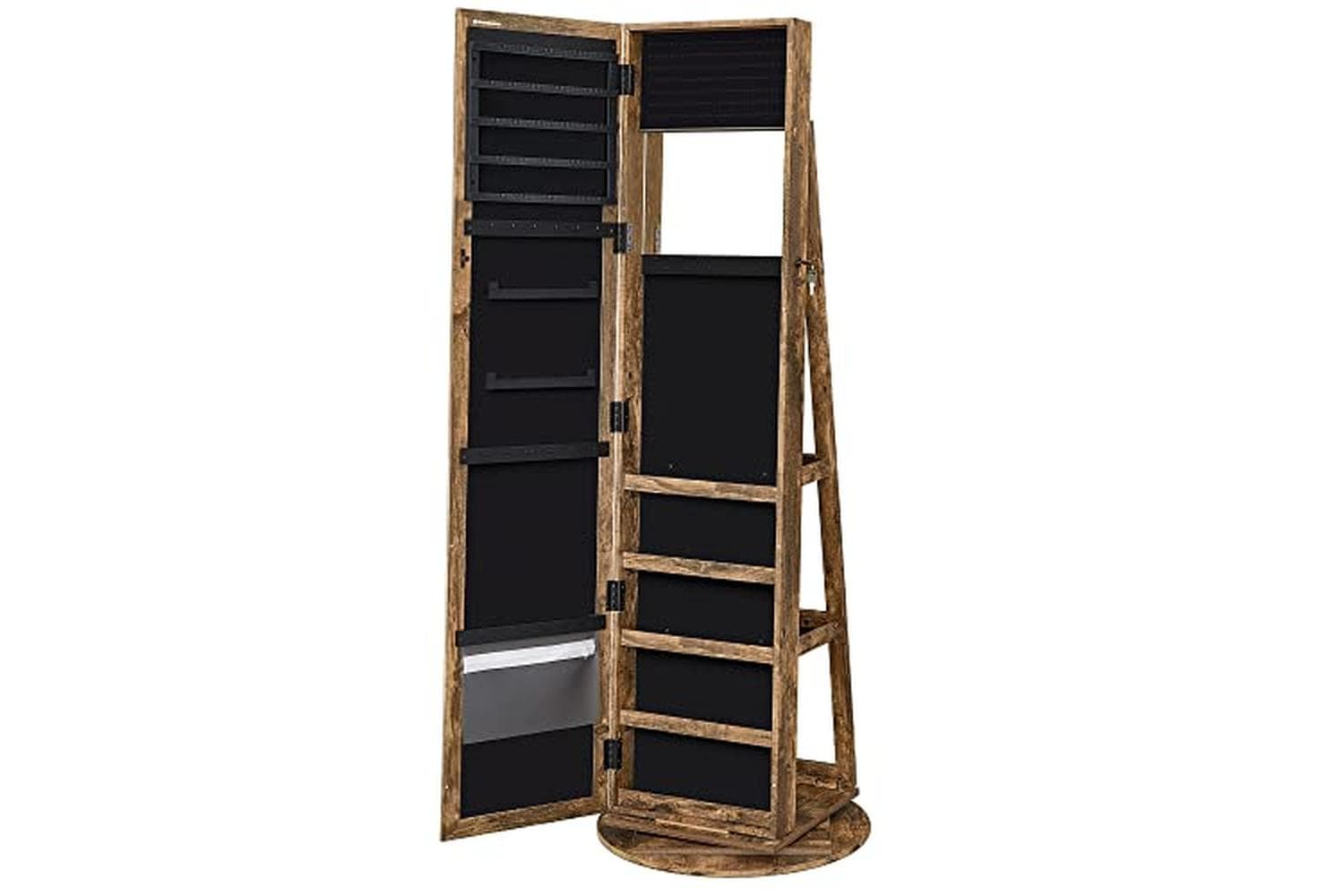 Songmics 360° Swivel Jewellery Cabinet | Full Length Mirror | Rustic Brown | Large