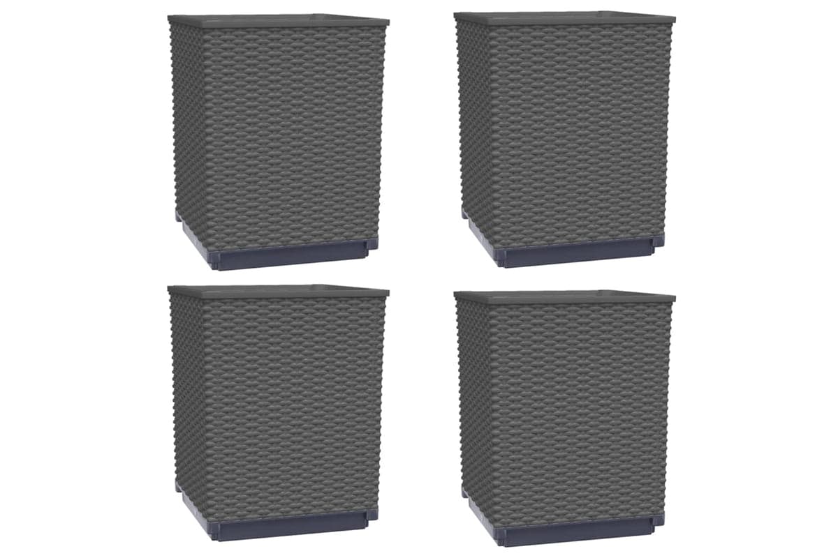 vidaXL 364187 Planters 4 Pcs Black 30x30x37cm Polypropylene