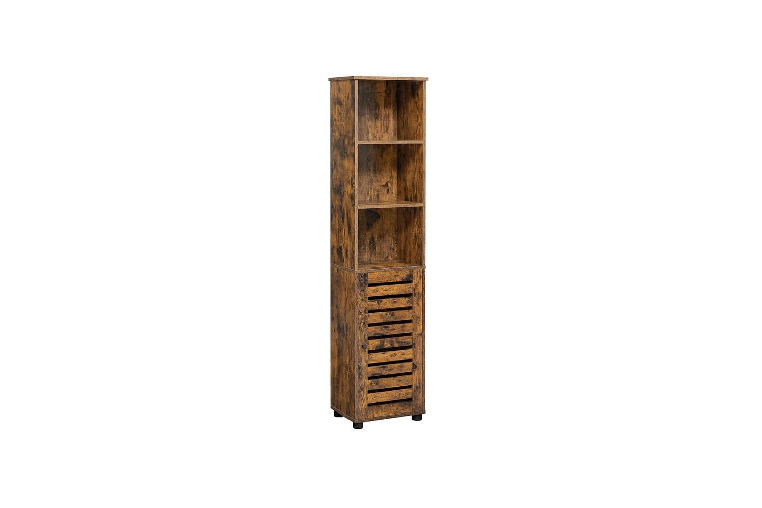 Vasagle Slim Storage Cabinet with Shelves | Rustic Brown