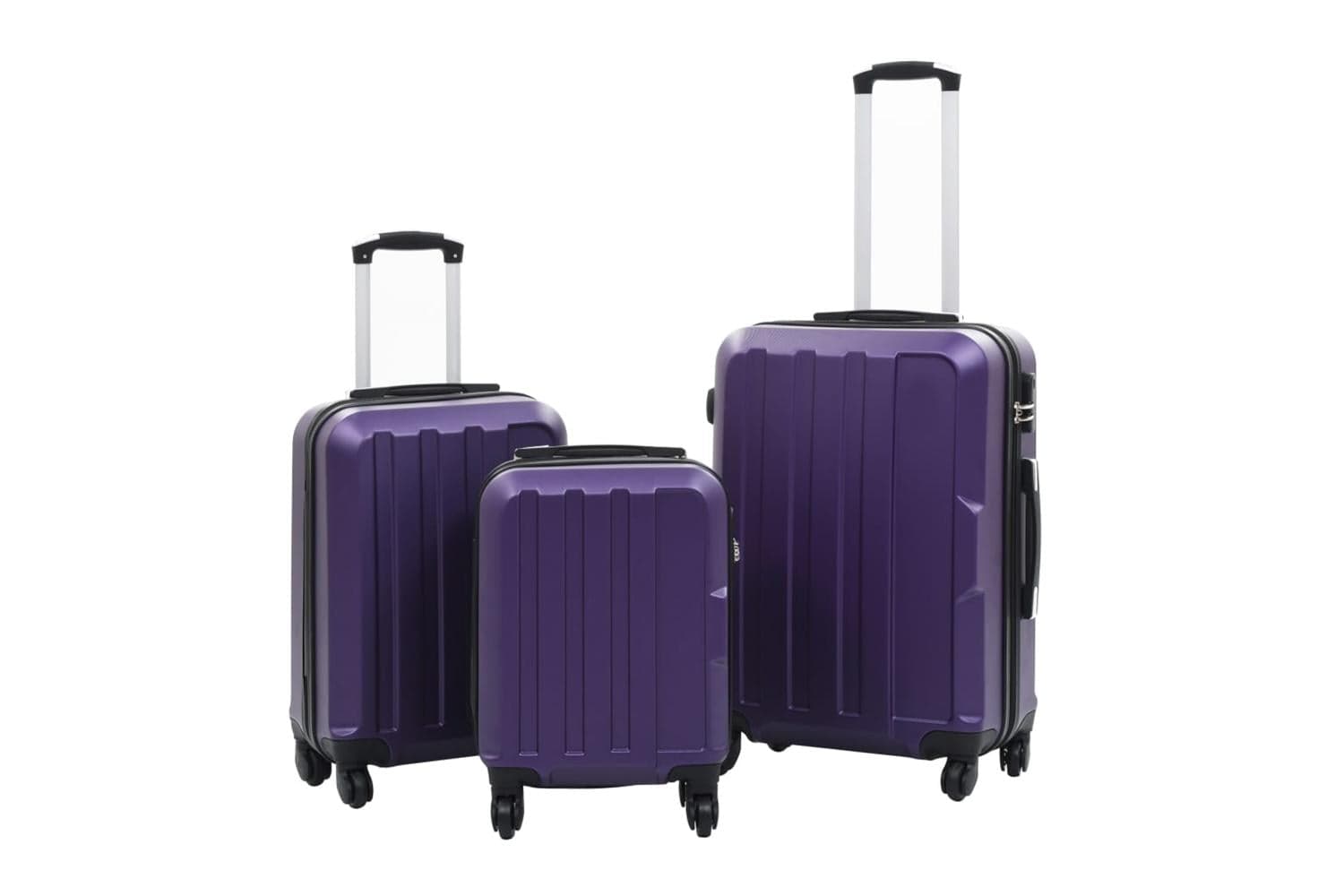 Vidaxl 91877 Hardcase Trolley Set 3 Pcs Purple Abs