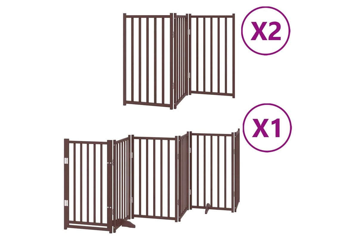 Vidaxl Dog Gate With Door Foldable 12 Panels Brown 600 Cm Poplar Wood