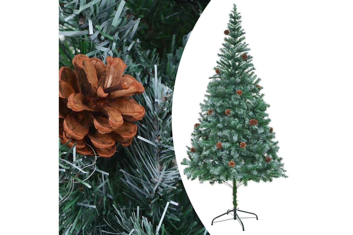 Vidaxl Artificial Pre-lit Christmas Tree With Ball Set Pinecones 210cm