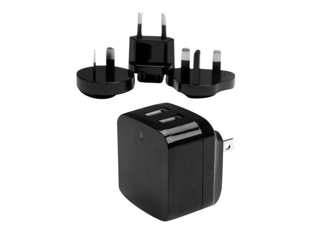 STARTECH.COM - Startech Travel USB Wall Charger - 2 Port - Black - Universal Travel Adapter - International Power Adapter - USB Charger (USB2PACBK) power adapter - USB - 17 Watt