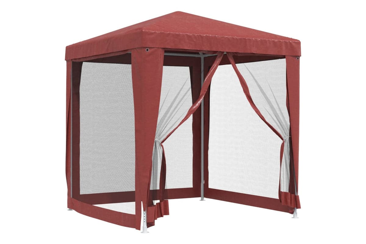Vidaxl 319220 Party Tent With 4 Mesh Sidewalls Red 2x2 M Hdpe