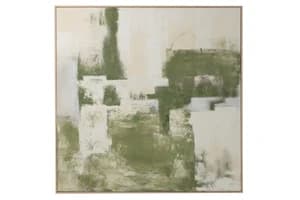 Abstract Pinewood Khawhi Framed Print Canvas | Green/White | 120 x 120 cm
