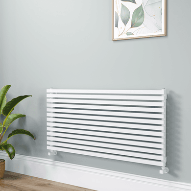 Ravello Linea White Square Designer Radiator 585x1200mm Single Panel 3287 BTU - Horizontal Bars