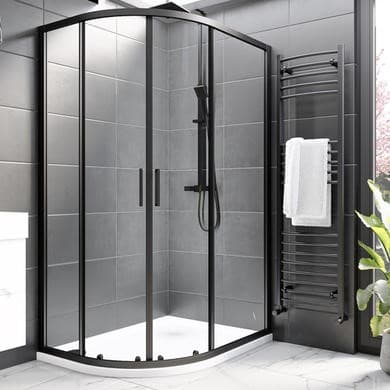 1200x800mm Black 8mm Offset Quadrant Shower Enclosure - Pavo
