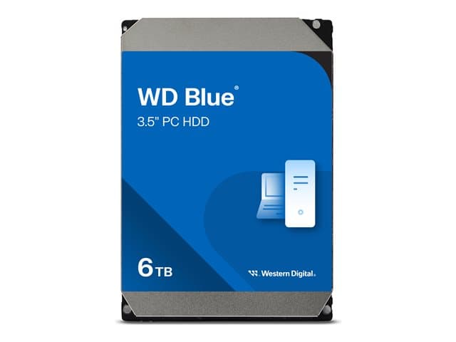 WESTERN DIGITAL - WD Blue WD60EZAX - Hard drive - 6 TB - internal - 3.5" - SATA 6Gb/s - 5400 rpm - buffer: 256 MB