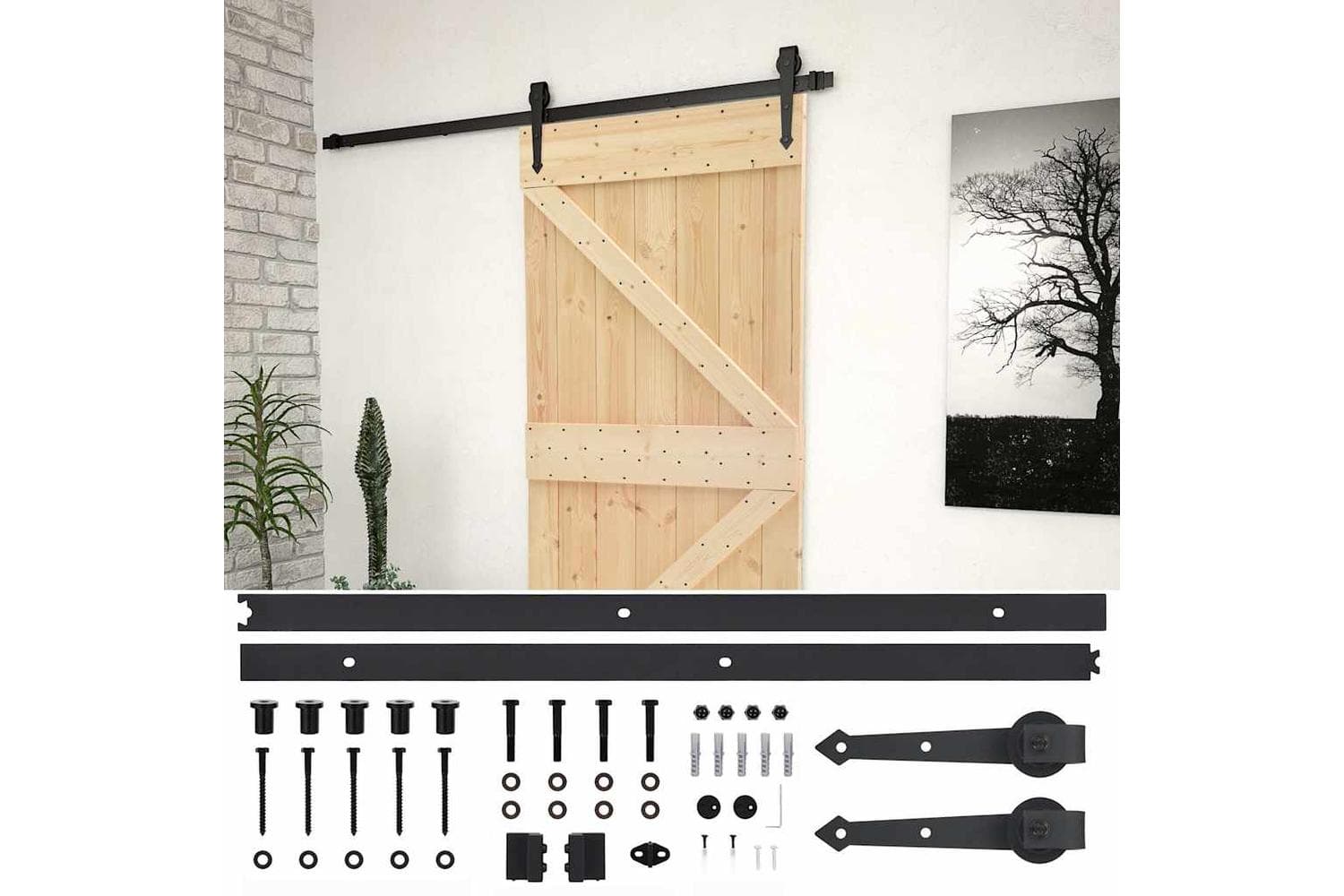 vidaXL 3057486 Sliding Door With Hardware Set 80x210cm Solid Pine Wood