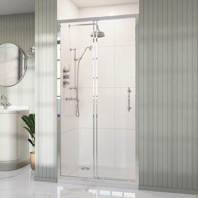 1000mm Chrome Sliding Door Shower Enclosure 8mm Glass with Traditional Handle - Pavo