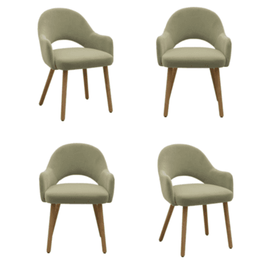 Colbie Sage Green Velvet Dining Chairs with Oak Legs