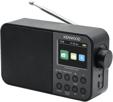 Kenwood CR-M30DAB-B Portable DAB+ Radio with Bluetooth, Built-in Battery & 6.1 cm Colour Display, Black | CRM30DABB