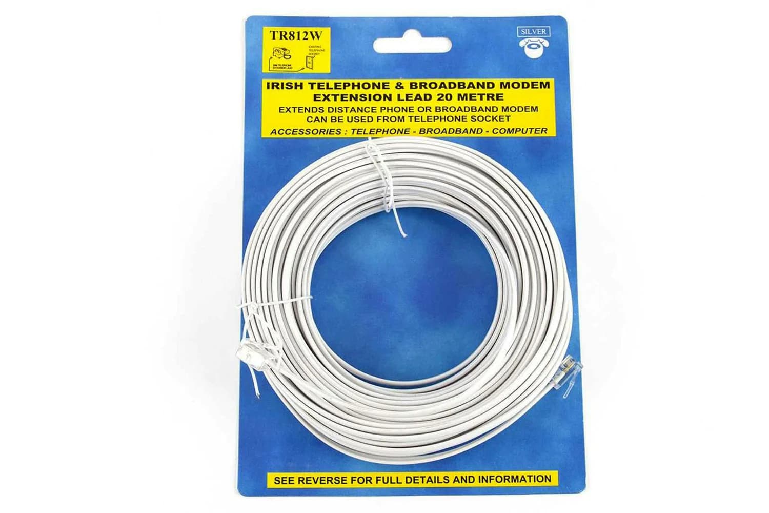 Silver Telephone Lead 50ft | TR812W