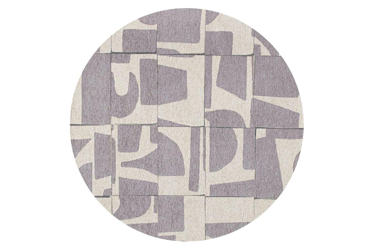 Louis De Poortere | Papercut Indoor Eco Round Rug | Beige/Grey | 140 x 140 cm