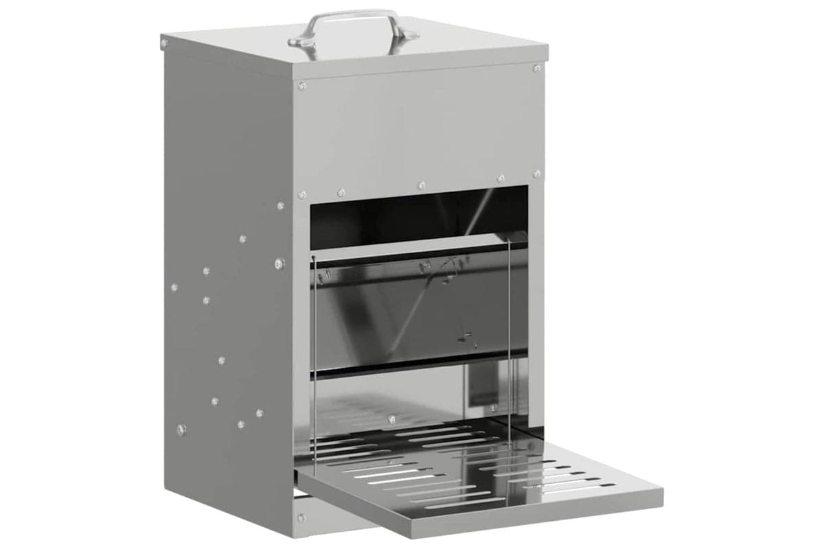 Vidaxl Chicken Treadle Feeder Silver 25 X 42 X 40 Cm Galvanised Steel