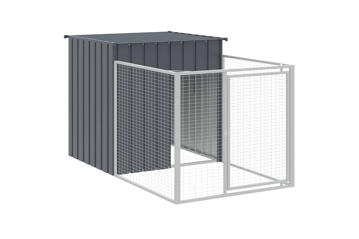 Dog House With Run Anthracite 110x201x110 Cm Galvanised Steel