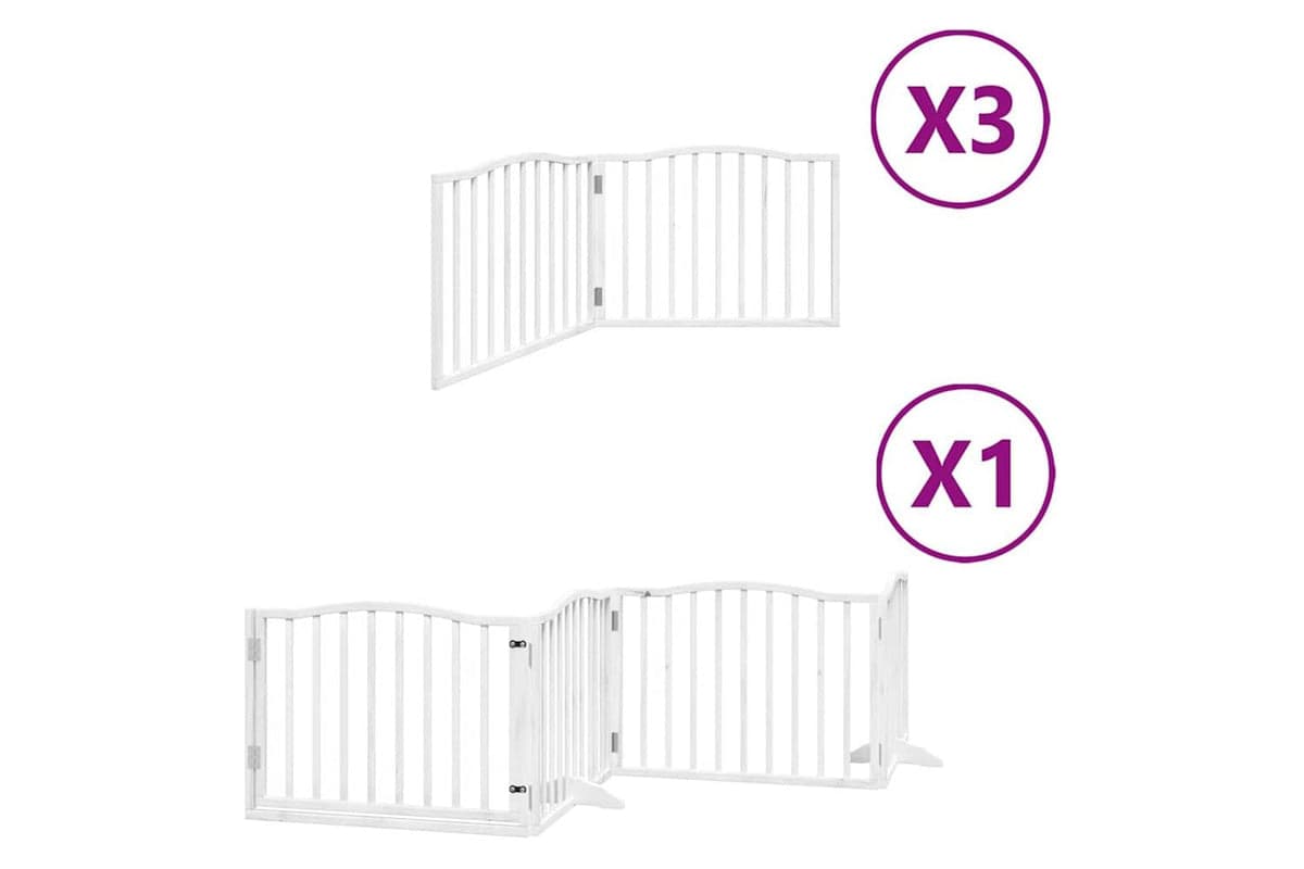 Vidaxl Dog Gate With Door Foldable 10 Panels White 800 Cm Poplar Wood