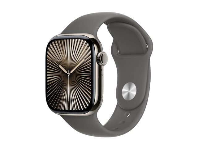 APPLE - Watch Series 10 (GPS + Cellular) - natural titanium - smart watch with sport band - stone grey - 64 GB