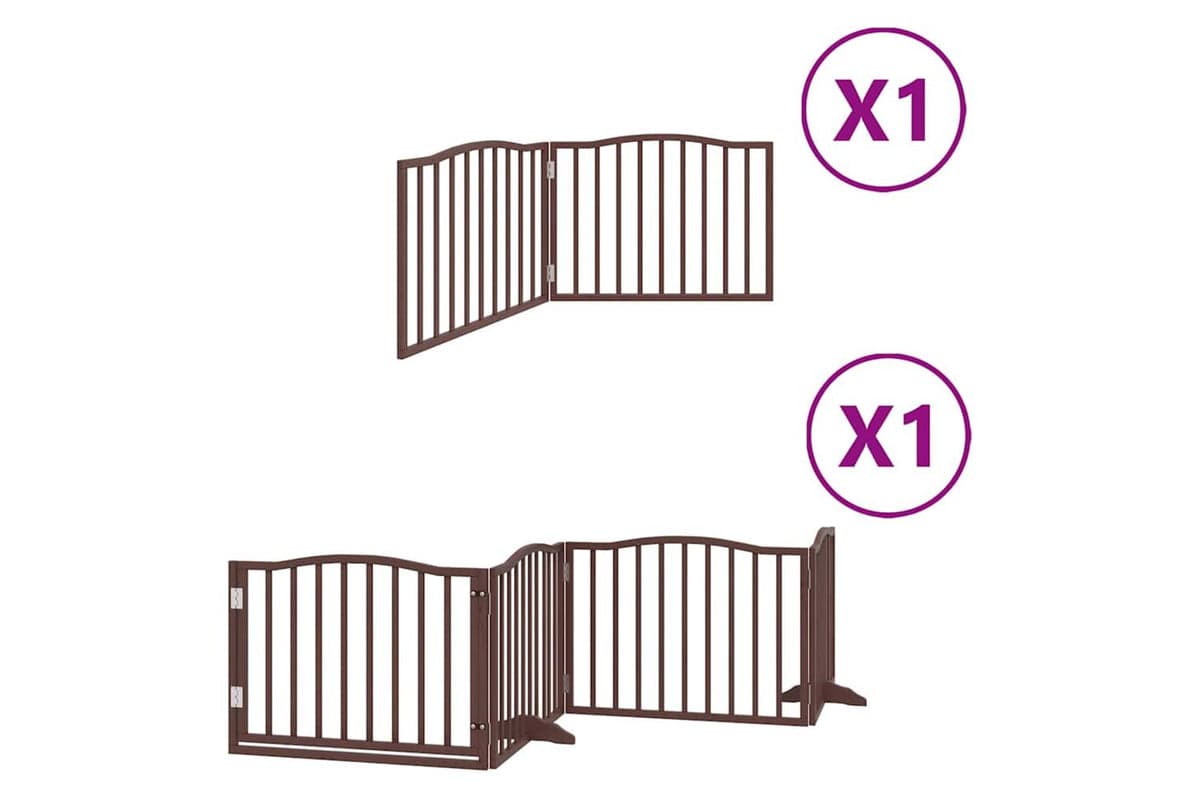 Vidaxl Dog Gate With Door Foldable 6 Panels Brown 480 Cm Poplar Wood