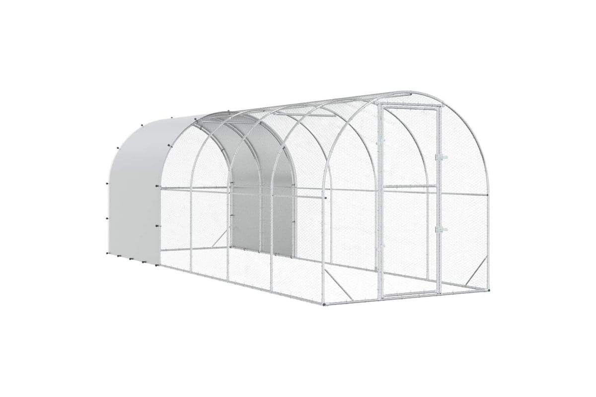 Vidaxl Chicken Coop Silver 600 X 200 X 200 Cm Galvanised Steel