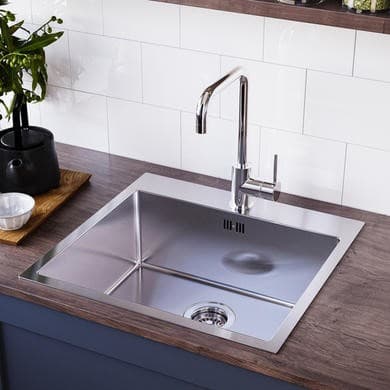 Single Bowl Inset Chrome Stainless Steel Kitchen Sink - Enza Aria