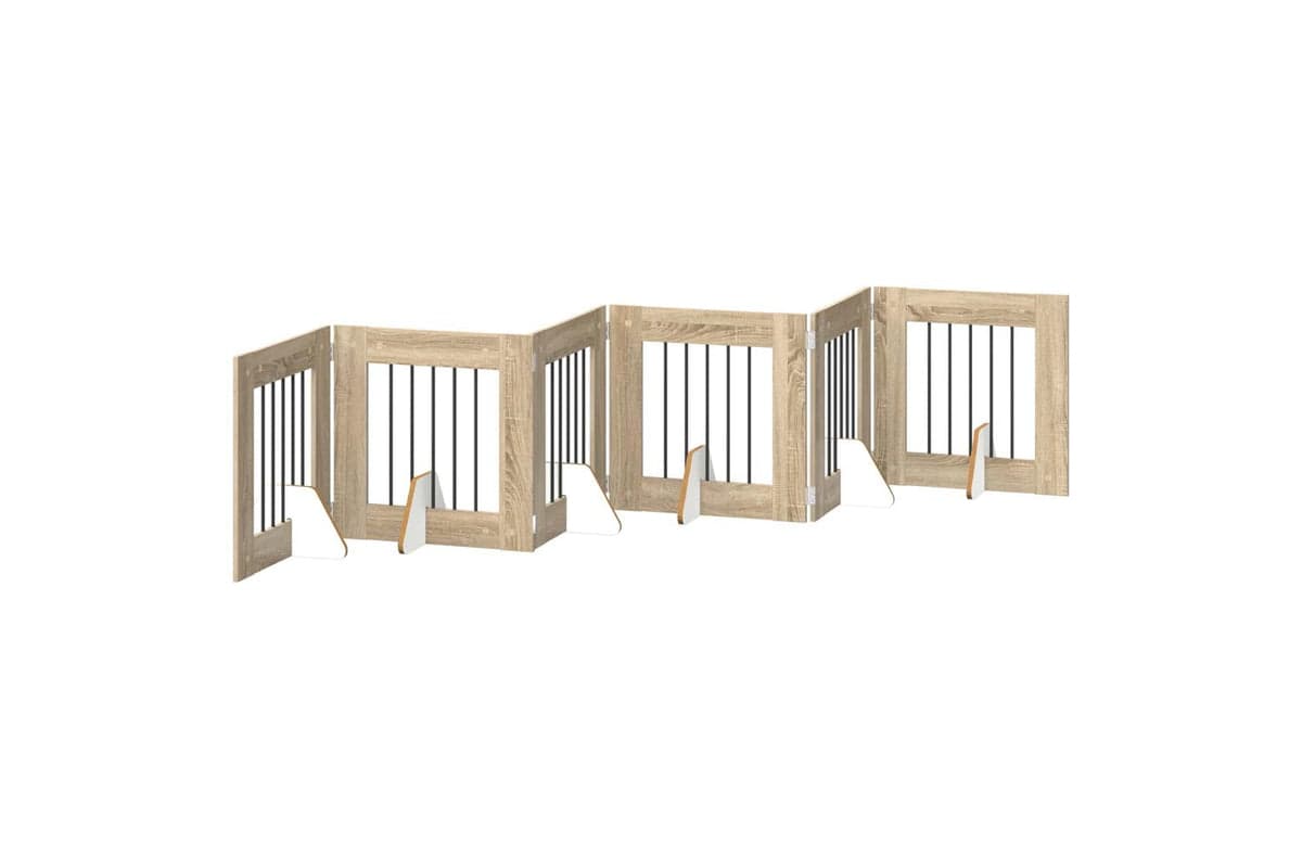 Vidaxl Foldable Dog Gate With Stands 6 Pcs Sonoma Oak 362 Cm