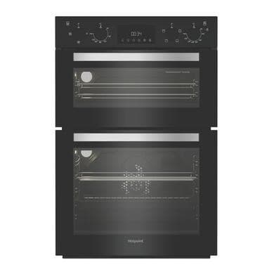 Refurbished Hotpoint DIH 10D B Built In Electric Fan Double Oven - Black