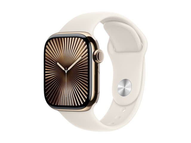 APPLE - Watch Series 10 (GPS + Cellular) - gold titanium - smart watch with sport band - starlight - 64 GB