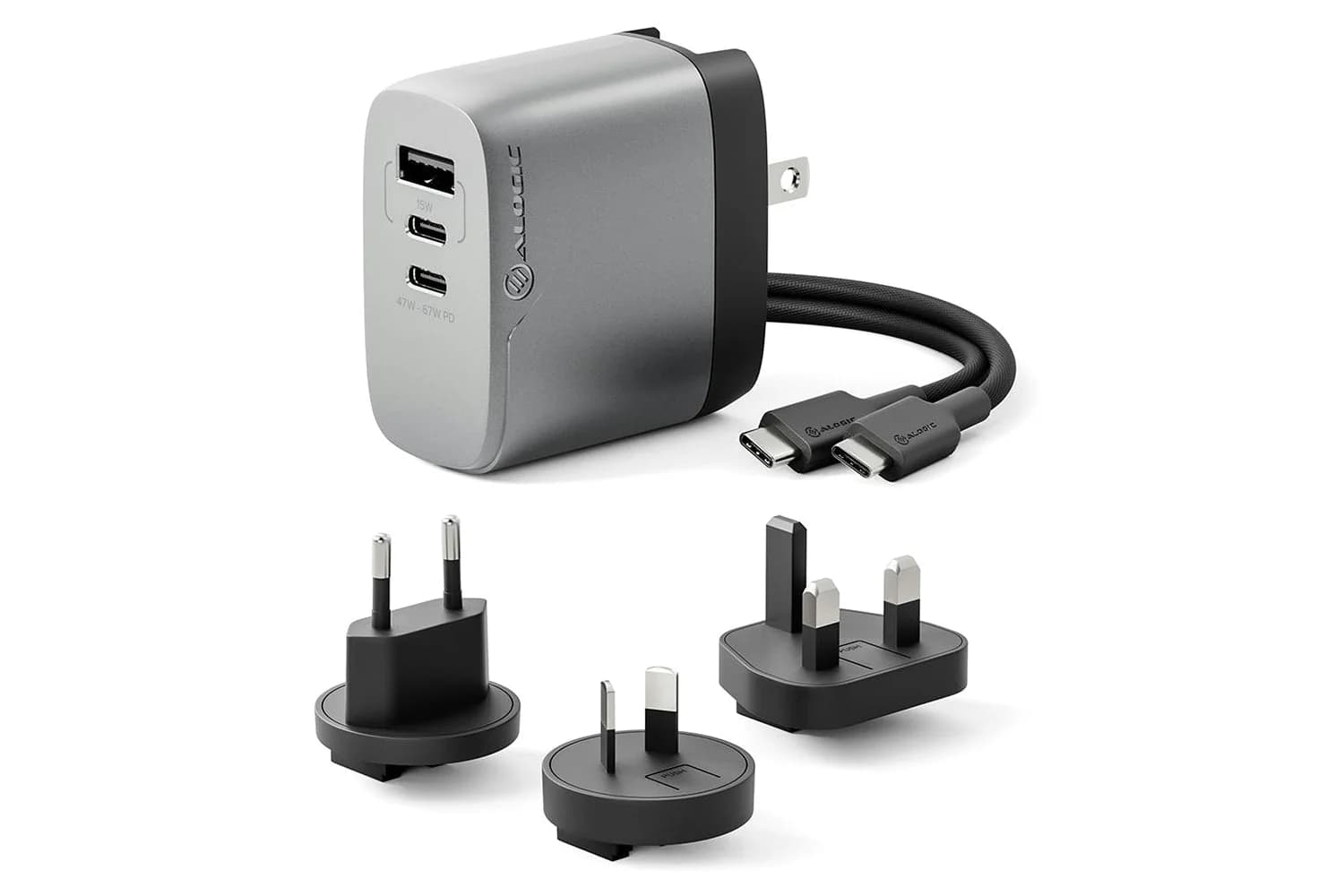 Alogic 67W 3 Port Rapid Power Multi-Country Travel Gan Charger
