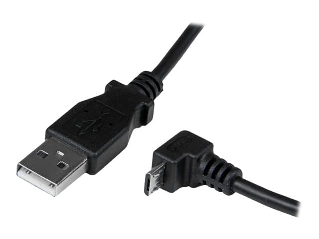 STARTECH.COM - StarTech 2m Micro USB Cable Cord - A to Down Angle Micro B - Down Angled Micro USB Cable - 1x USB A (M), 1x USB Micro B (M) - Black (USBAUB2MD) - USB cable - Micro-USB Type B to USB - 2 m
