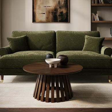 Large Round Walnut Pedestal Coffee Table - Owen