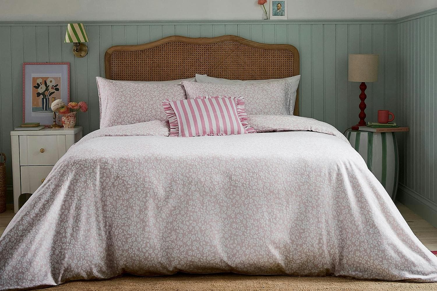Secrete Garden | Rosebud Brushed Cotton Duvet Cover Set | Pink | Double