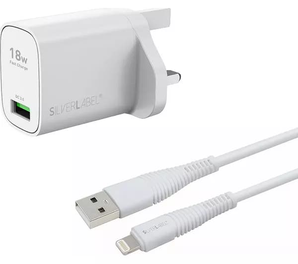SILVERLABEL 30300SL10 18 W Universal USB-A Charger & Lightning Cable Bundle