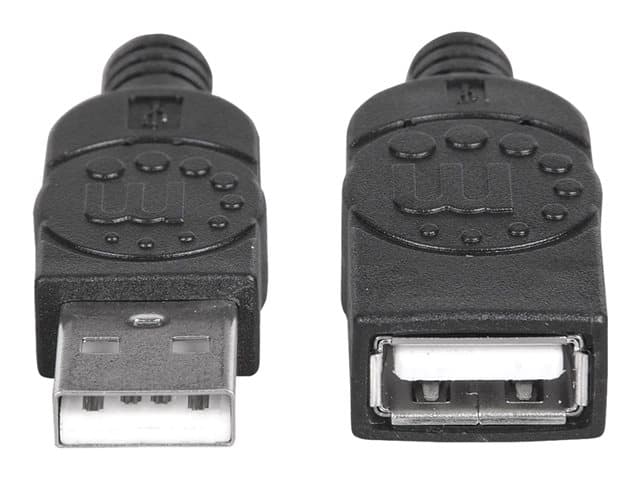 MANHATTAN - USB-A to USB-A Extension Cable, 1m, Male to Female, 480 Mbps (USB 2.0), Hi-Speed USB, Black, Lifetime Warranty, Polybag - USB extension cable - USB to USB - 1 m