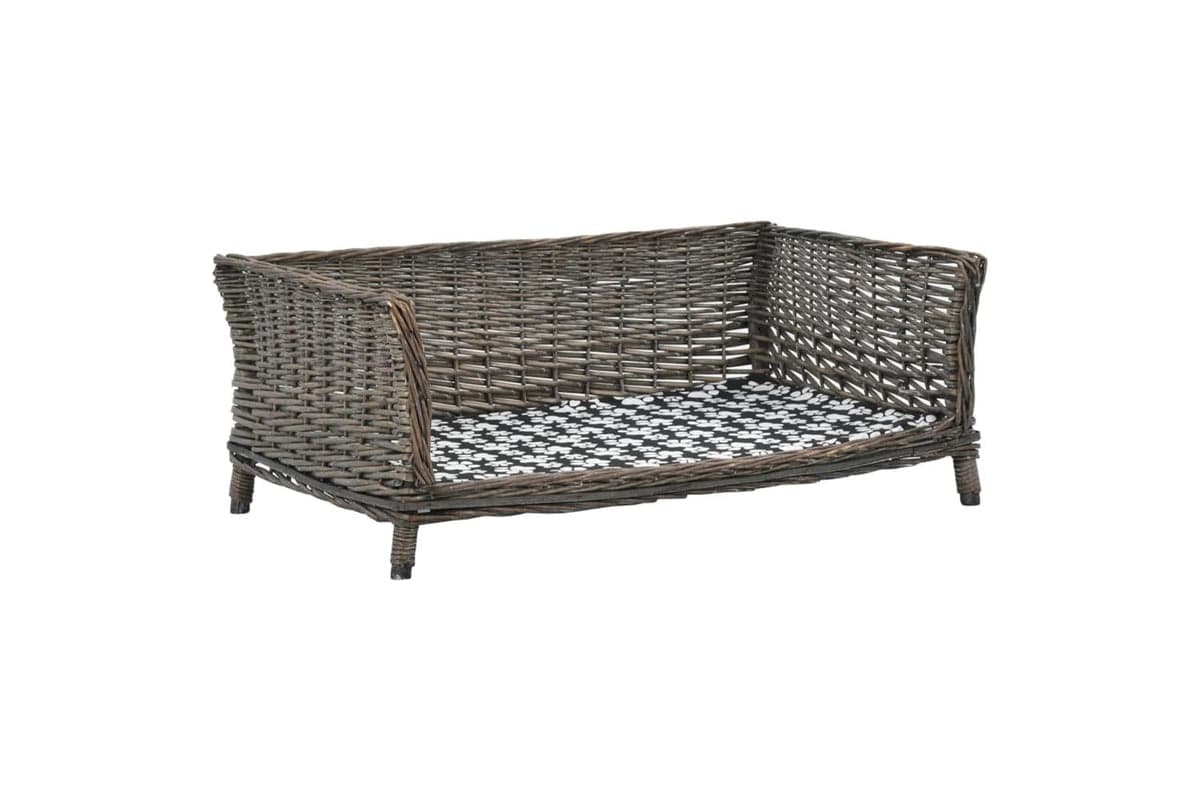 Dog Basket With Cushion Grey 90x54x35 Cm Natural Willow