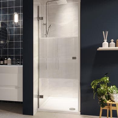 800mm Ribbed / Fluted Glass Left Hand Hinged Door Shower Enclosure 8mm Glass - Matira