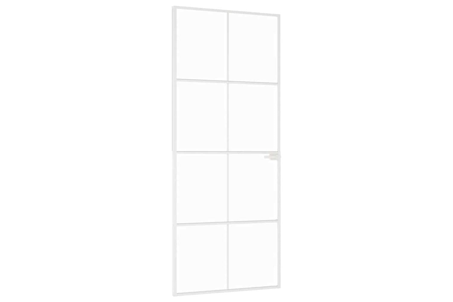 vidaXL 153671 Interior Door White 83x201.5cm Tempered Glass&aluminium Slim