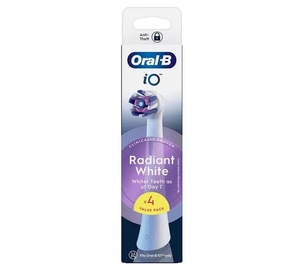 ORAL-B iO Radiant White Replacement Toothbrush Head – Pack of 4, White