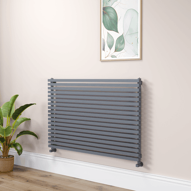 Ravello Linea Dark Grey Anthracite Square Designer Radiator 810x1200mm Single Panel 4553 BTU - Horizontal Bars