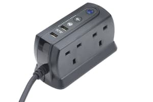 MasterPlug 4 Socket Compact Surge USB Extension Lead | 58-SRGDU41MB2