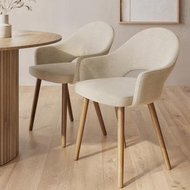 Beige and Oak - Upholstered Dining Chairs - Colbie