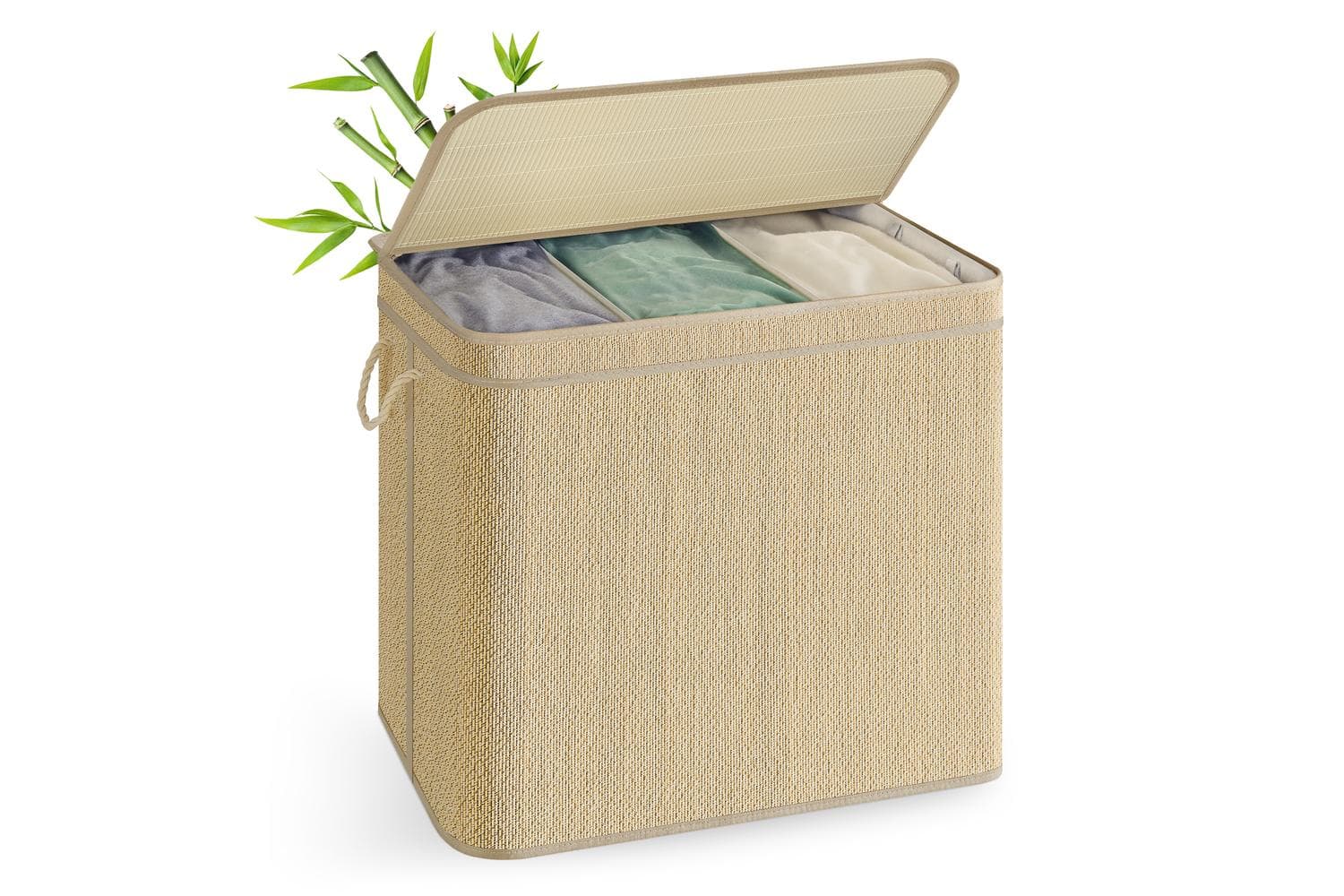 Laundry Hamper | Laundry Basket | Bamboo & Metal | 170 Litre